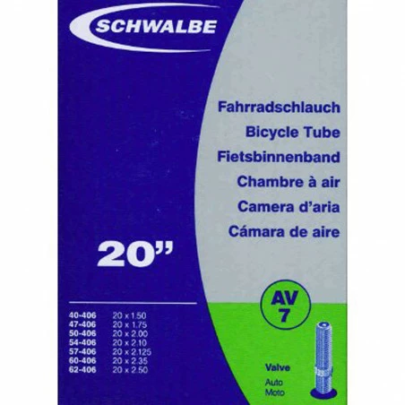 Schwalbe Chambre à Air Vélo 20 X 1,50 2,50 AV7 Valve Schrader 3 Schwalbe Chambre à Air Vélo 20 X 1,50 2,50 AV7 Valve Schrader